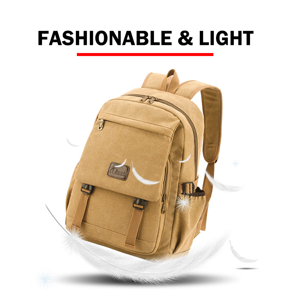 Unisex Leisure Canvas Backpack Durable Waterproof Outdoor Travel Rucksack(Navy Green) - SILBERSHELL