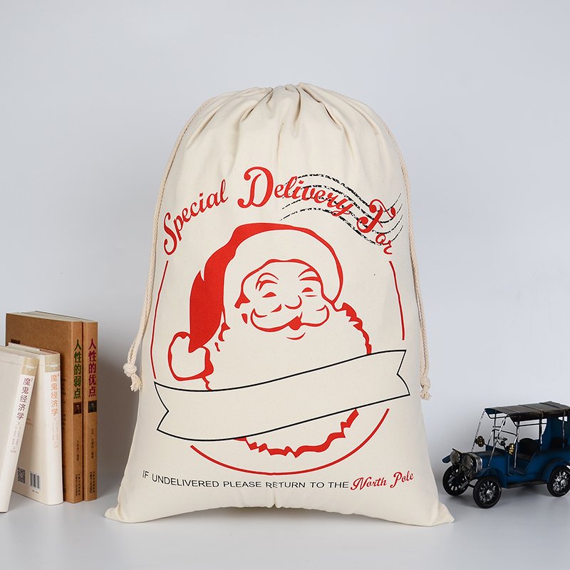 Large Christmas XMAS Hessian Santa Sack Stocking Bag Reindeer Children Gifts Bag, Cream - Special Delivery For - SILBERSHELL