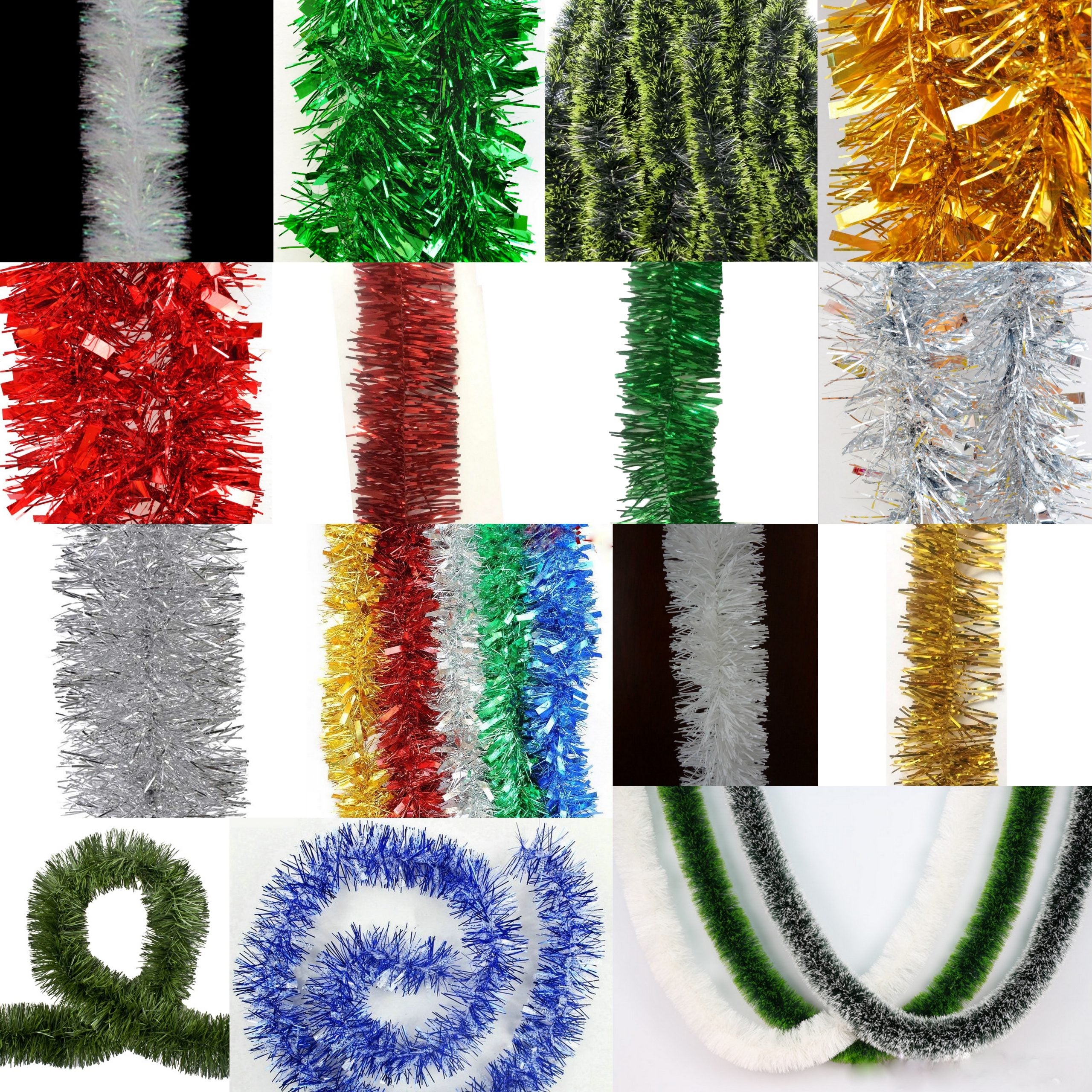 5x 2.5m Christmas Tinsel Xmas Garland Sparkly Snowflake Party Natural Home Décor, Pine Green - SILBERSHELL