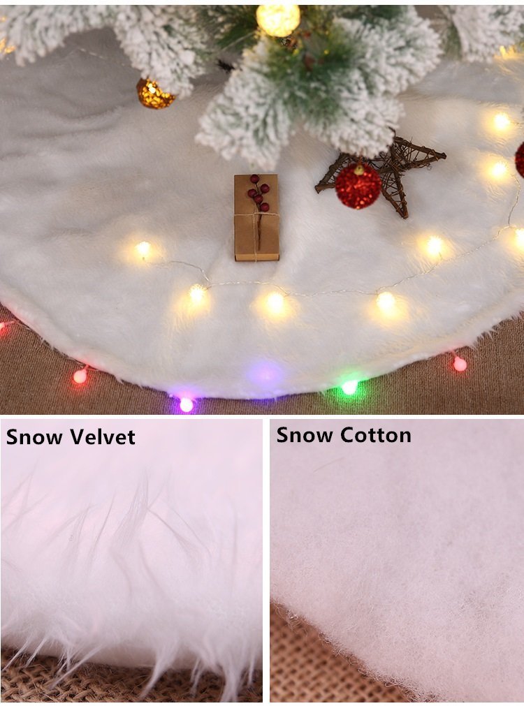 60/78/90/122cm Christmas Snow Plush Tree Skirt Xmas Base Floor Mat Cover Decor, 78cm (30.7") - SILBERSHELL