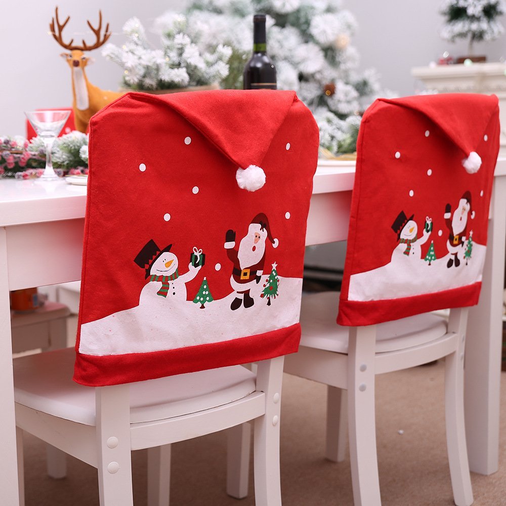 6-10x Christmas Santa Hat Chair Covers Table Cloth Dinner Home Décor Ornaments, Table Runner (34x176 cm) - SILBERSHELL