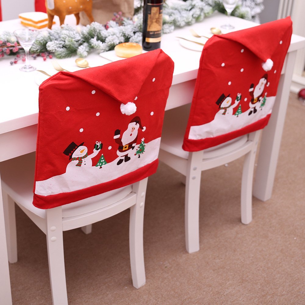 6-10x Christmas Santa Hat Chair Covers Table Cloth Dinner Home Décor Ornaments, Table Runner (34x176 cm) - SILBERSHELL