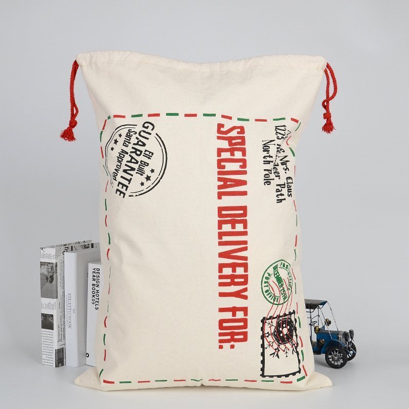 Large Christmas XMAS Hessian Santa Sack Stocking Bag Reindeer Children Gifts Bag, Cream - Special Delivery - SILBERSHELL