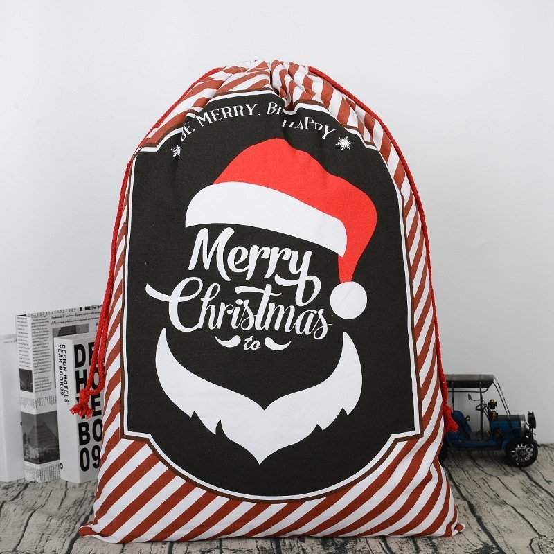 Large Christmas XMAS Hessian Santa Sack Stocking Bag Reindeer Children Gifts Bag, Red - Smile Santa - SILBERSHELL