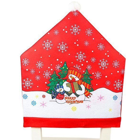 10x Christmas Chair Covers Dinner Table Santa Hat Snowman Home Décor Ornaments, Snowman (10 Chair Covers) - SILBERSHELL