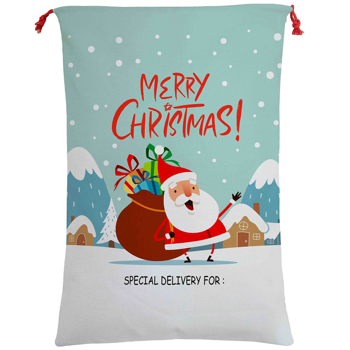 Large Christmas XMAS Hessian Santa Sack Stocking Bag Reindeer Children Gifts Bag, Cartoon Santa w Bag - SILBERSHELL