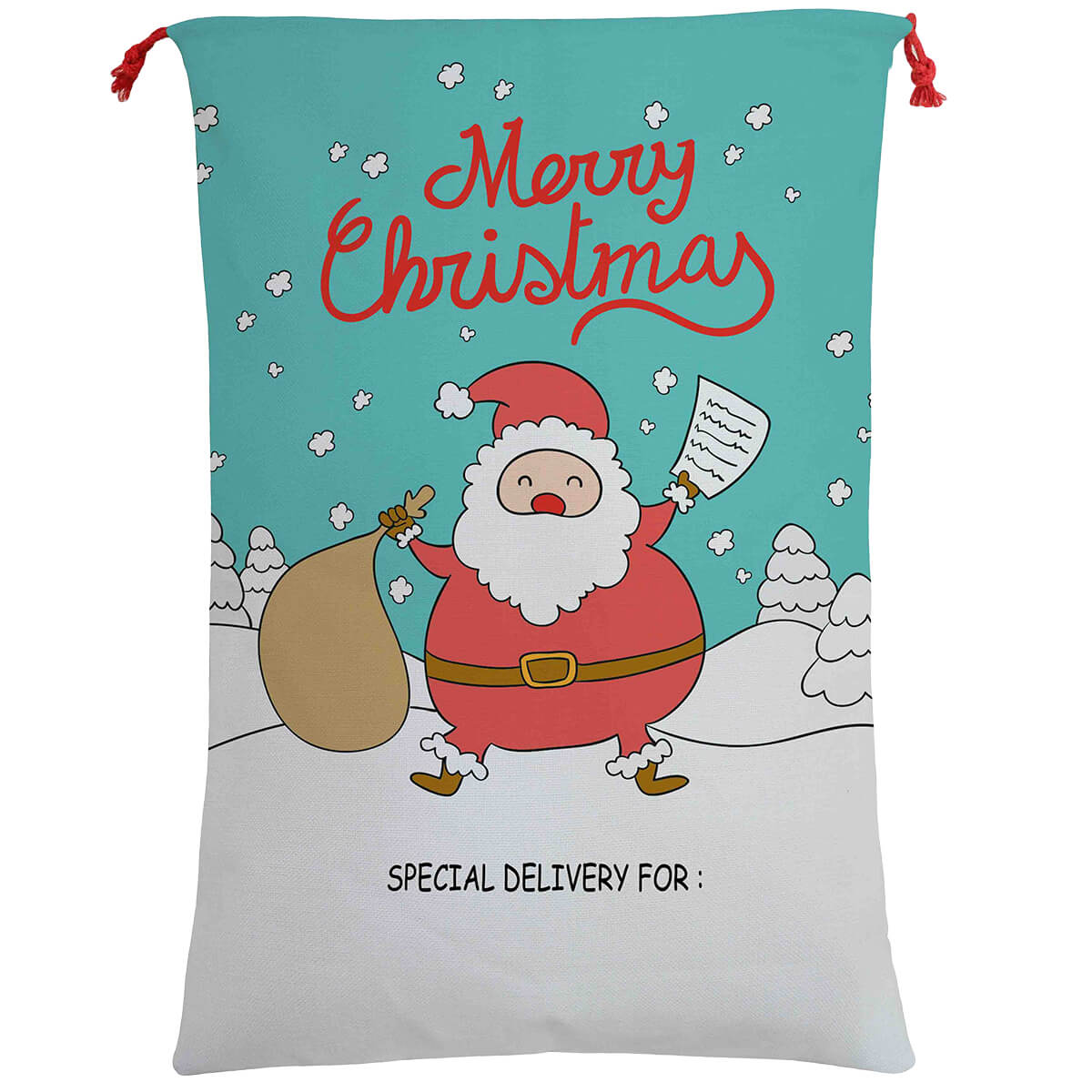 Large Christmas XMAS Hessian Santa Sack Stocking Bag Reindeer Children Gifts Bag, Cartoon Santa - SILBERSHELL