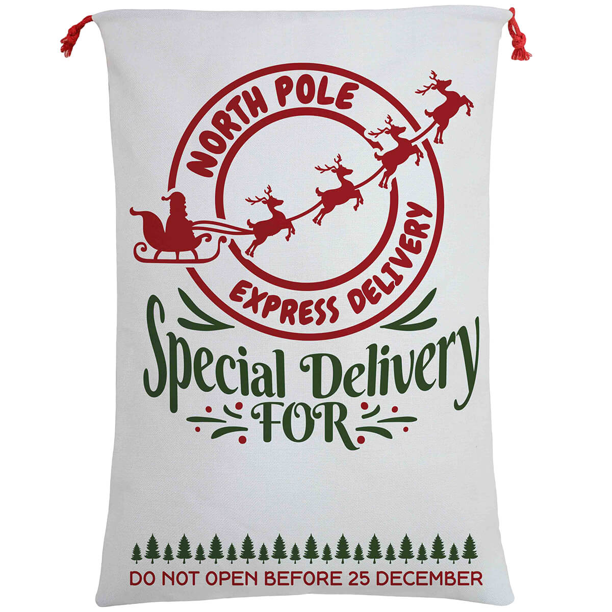 Large Christmas XMAS Hessian Santa Sack Stocking Bag Reindeer Children Gifts Bag, Cream - North Pole Express (D) - SILBERSHELL