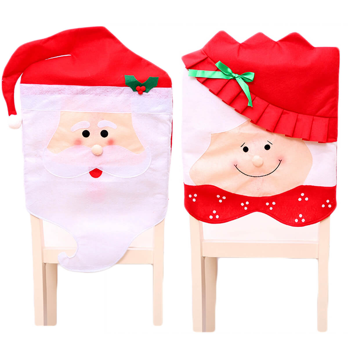 6x Christmas Cute Lady Santa Hat Chair Covers Dinner Home Décor Ornaments Gift, Mrs Santa - SILBERSHELL