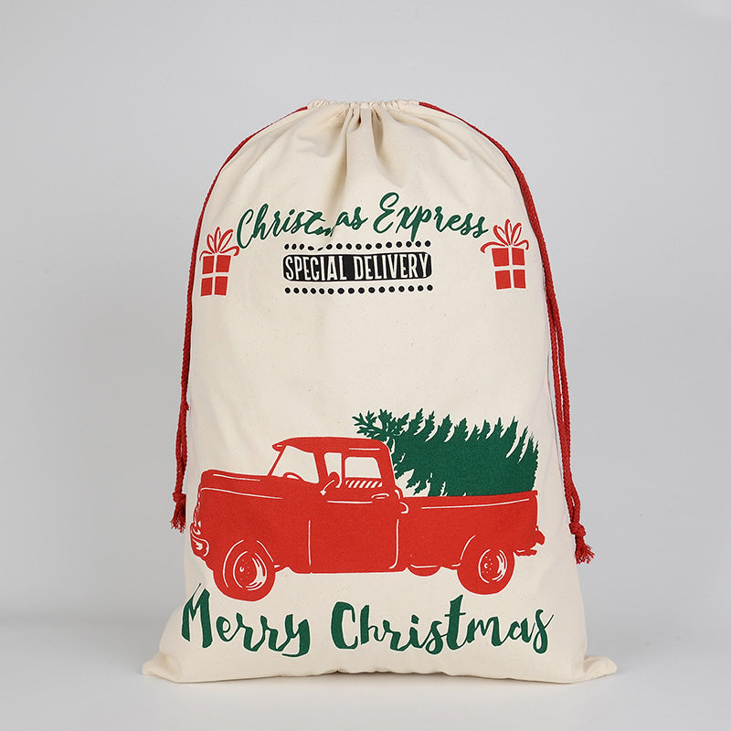Large Christmas XMAS Hessian Santa Sack Stocking Bag Reindeer Children Gifts Bag, Cream - Car Gift Express - SILBERSHELL