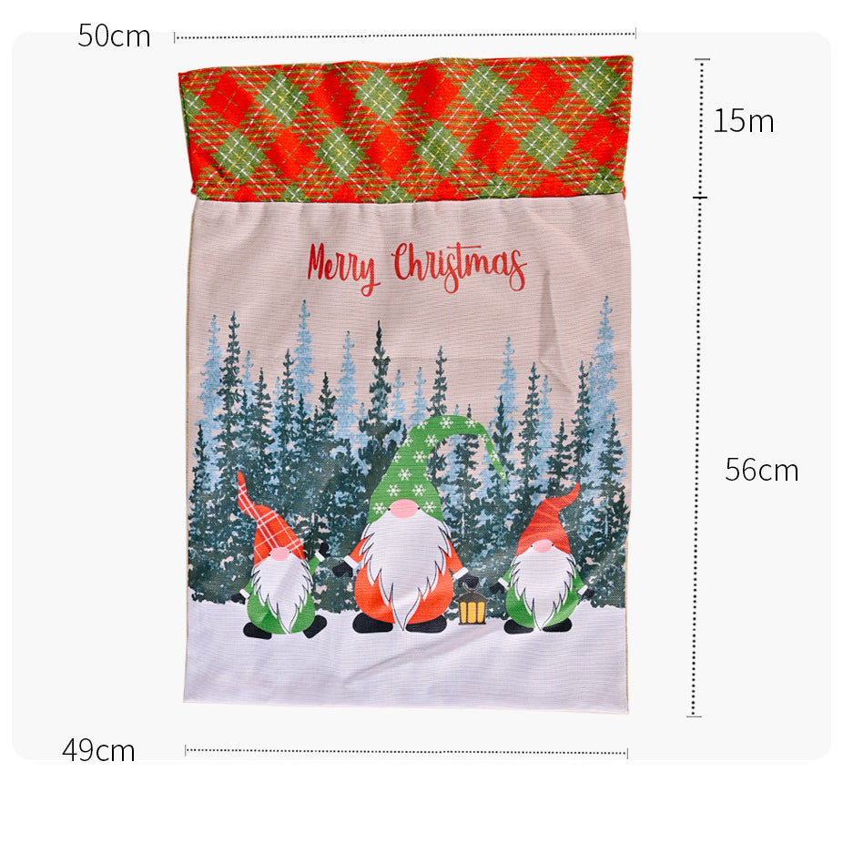 50x70cm Canvas Hessian Christmas Santa Sack Xmas Stocking Reindeer Kids Gift Bag, Cream - Faceless Santa (B) - SILBERSHELL