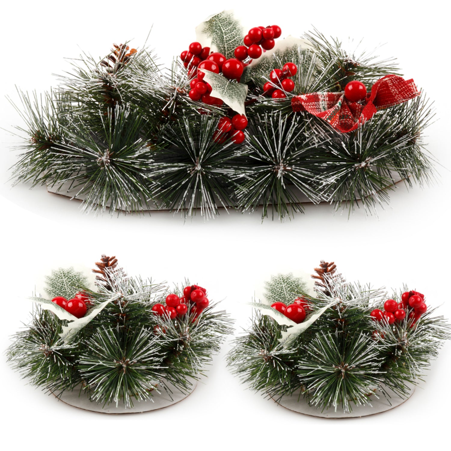 Christmas Floral Table Arrangements Red Berries Pine Cones Flowers Decorations, Large - SILBERSHELL