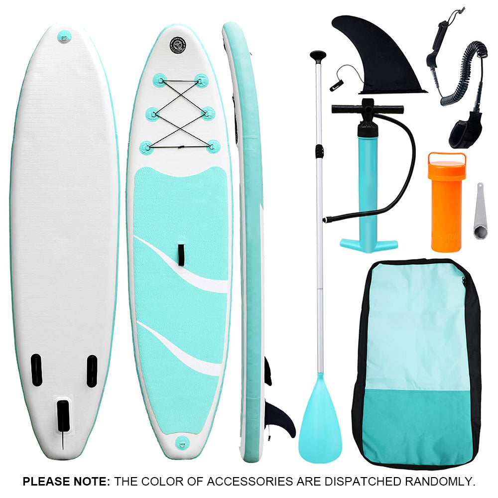 300x76x15CM Stand Up Paddle SUP Inflatable Surfboard Paddleboard W/ Accessories & Backpack - 09G-White/Blue - SILBERSHELL