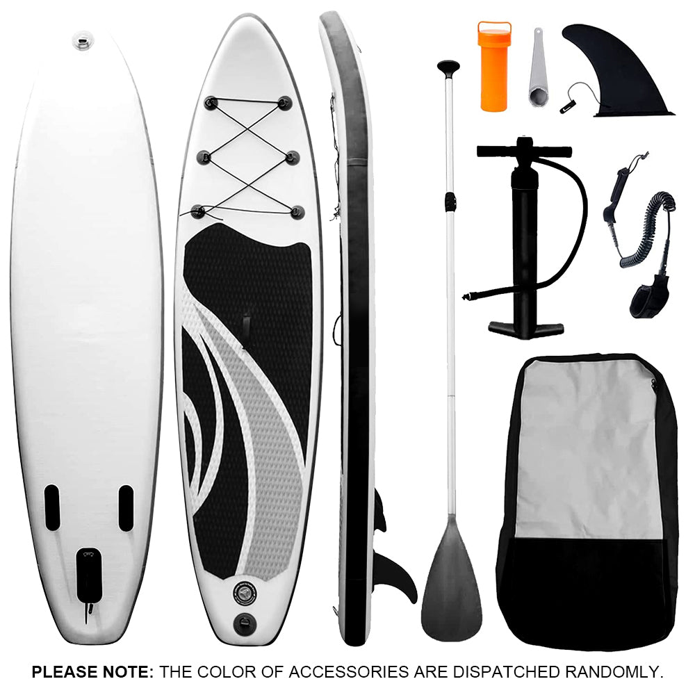 300x76x15CM Stand Up Paddle SUP Inflatable Surfboard Paddleboard W/ Accessories & Backpack - 10K-Black/White - SILBERSHELL