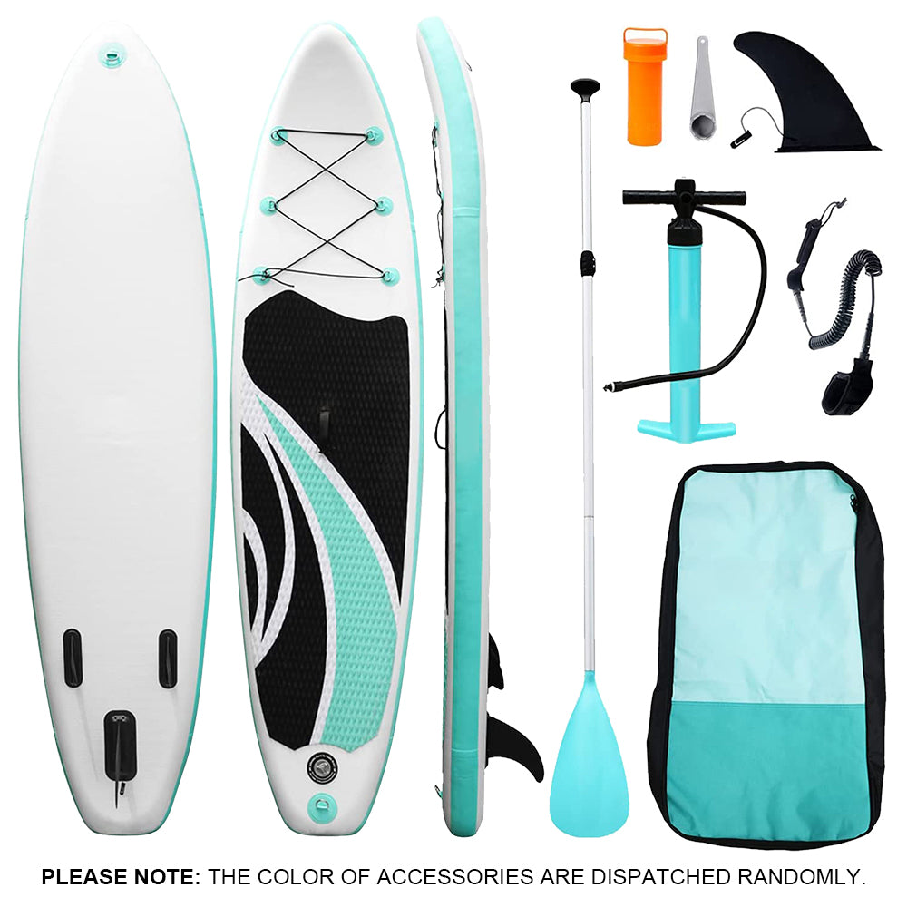 300x76x15CM Stand Up Paddle SUP Inflatable Surfboard Paddleboard W/ Accessories & Backpack - 14GK-Black/White/Blue - SILBERSHELL