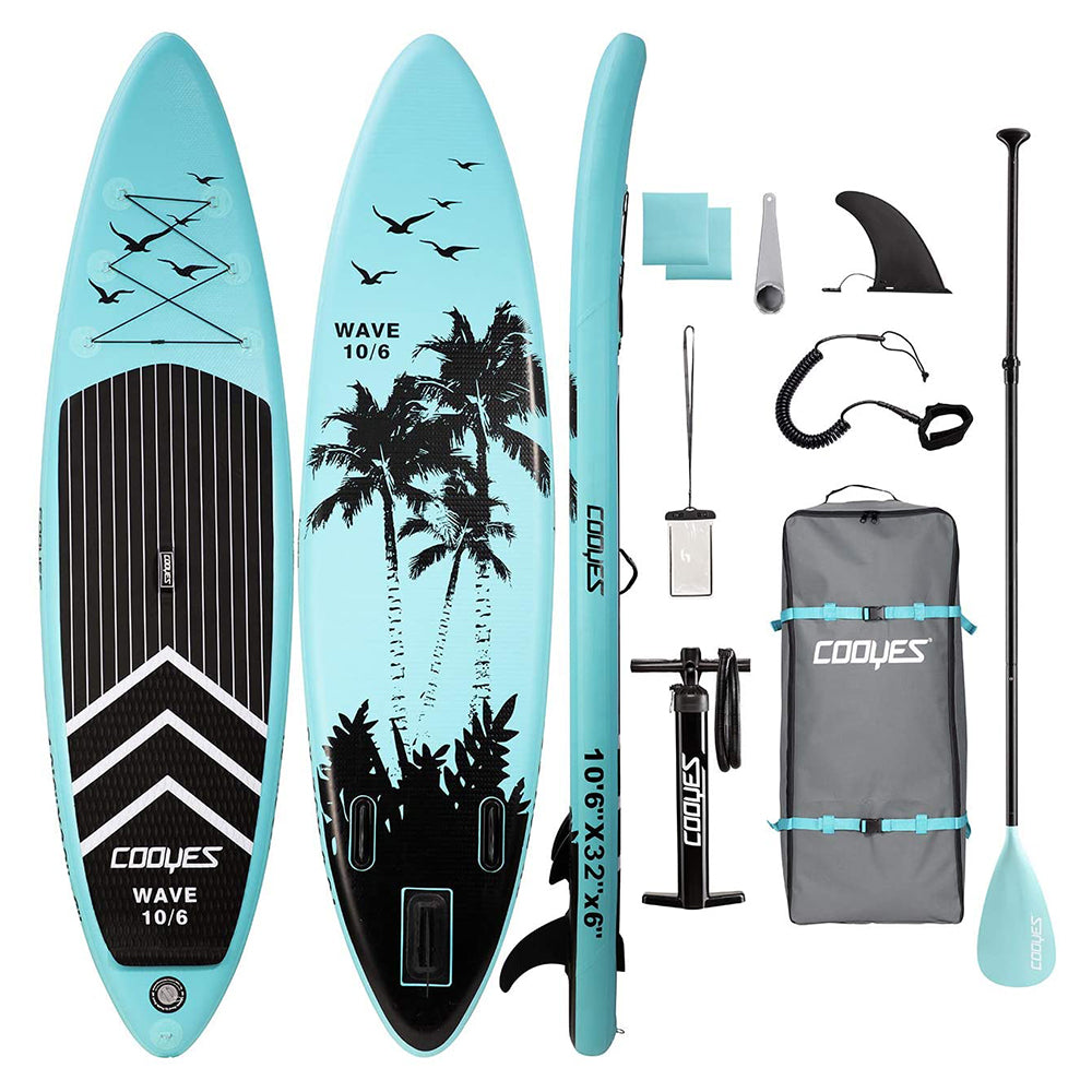 Inflatable 10'6''x32''x6'' Stand Up Paddle SUP Surfboard Paddleboard W/ Accessories & Backpack - Sky Blue - SILBERSHELL
