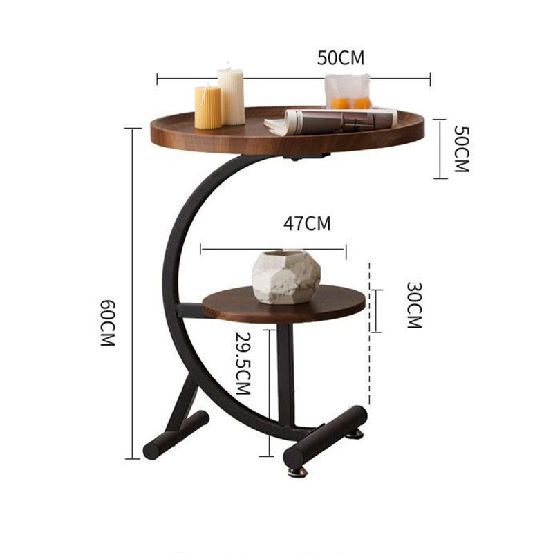 2 Tier End Table Sofa Side End Table Round Nightstand with Sturdy Metal Frame - SILBERSHELL