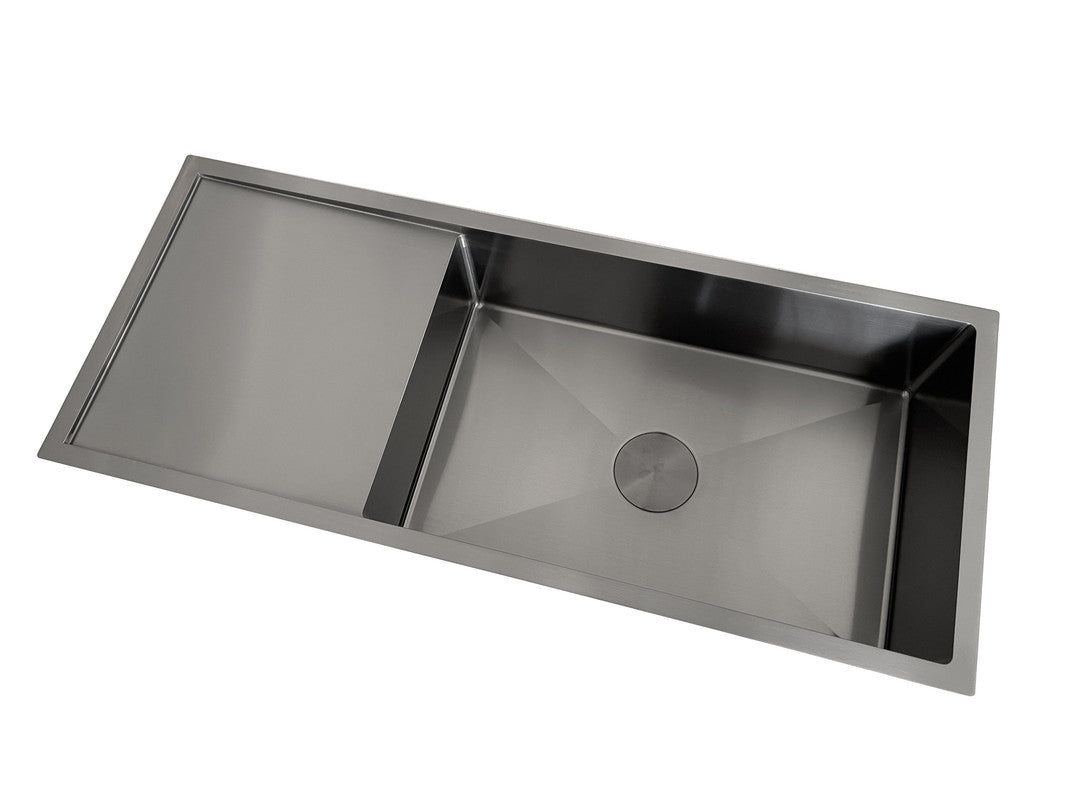 2024 Brushed Gunmetal single long bowl drainer stainless steel 304 kitchen sink - SILBERSHELL