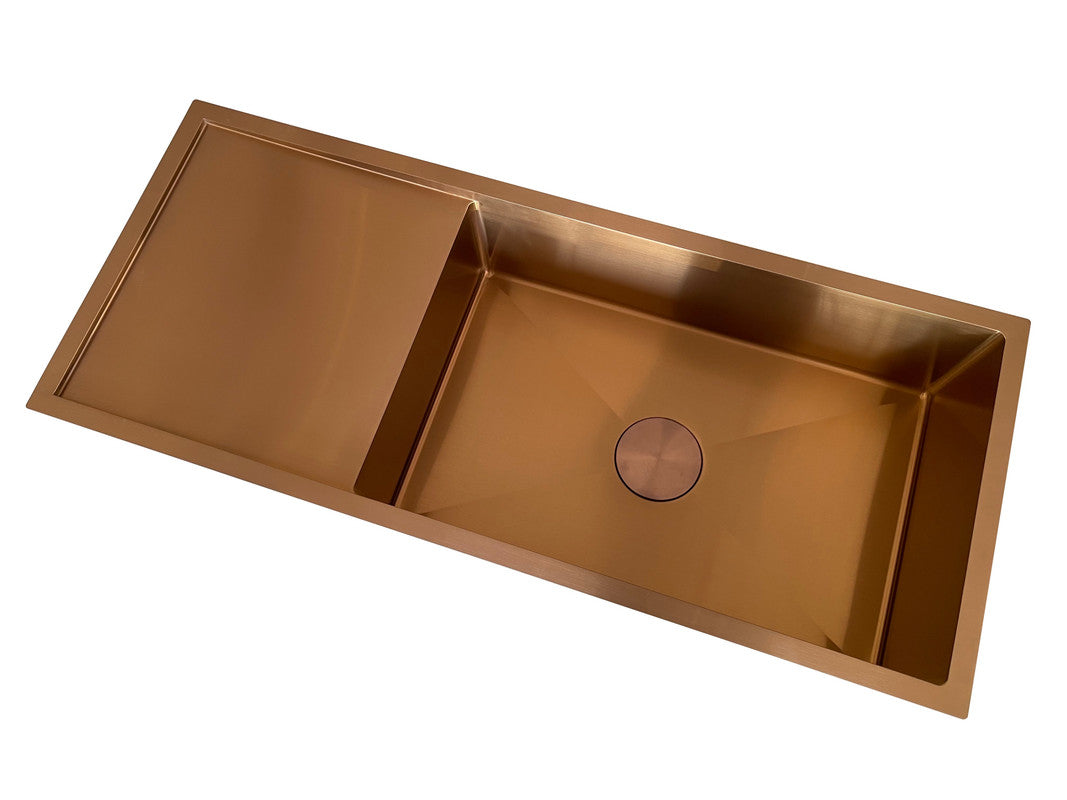 2024 Brushed Copper single long bowl drainer stainless steel 304 kitchen sink - SILBERSHELL