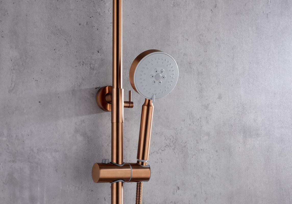2023 Brushed Rose Gold Copper Solid Stainless Steel 304 made shower set w diverter 200 mm head sprayer hand held head - SILBERSHELL