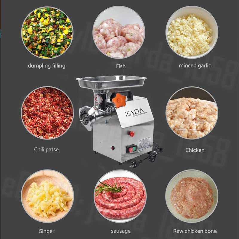 1.63HP Commercial Meat Mincer- Electric Grinder & Sausage Maker Filler 1200W - SILBERSHELL