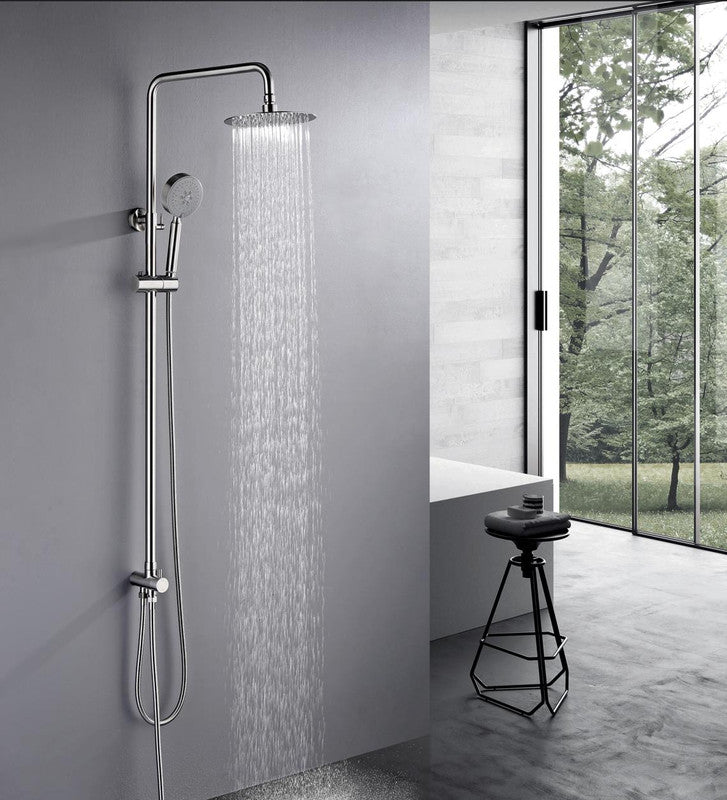 2023 Brushed Nickel Solid Stainless Steel 304 made shower set w diverter 200 mm head sprayer hand held head Suit Outdoor - SILBERSHELL