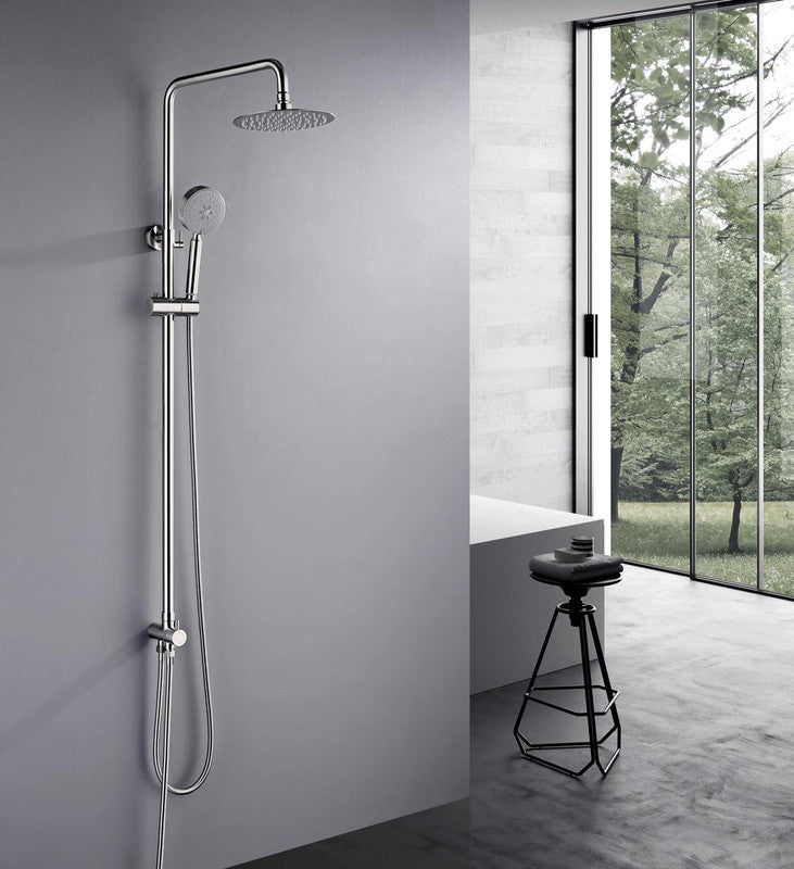 2023 Brushed Nickel Solid Stainless Steel 304 made shower set w diverter 200 mm head sprayer hand held head Suit Outdoor - SILBERSHELL