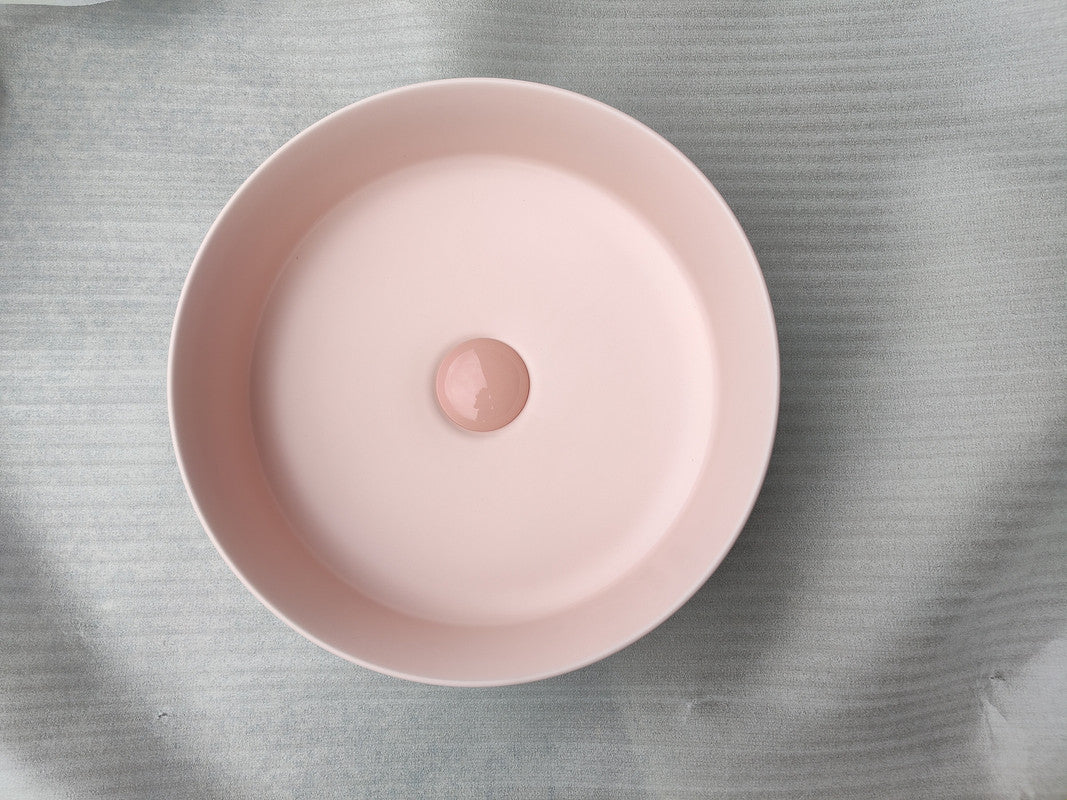 2020 Matte Pink Round 360 mm Dia top counter basin porcelain sink - SILBERSHELL
