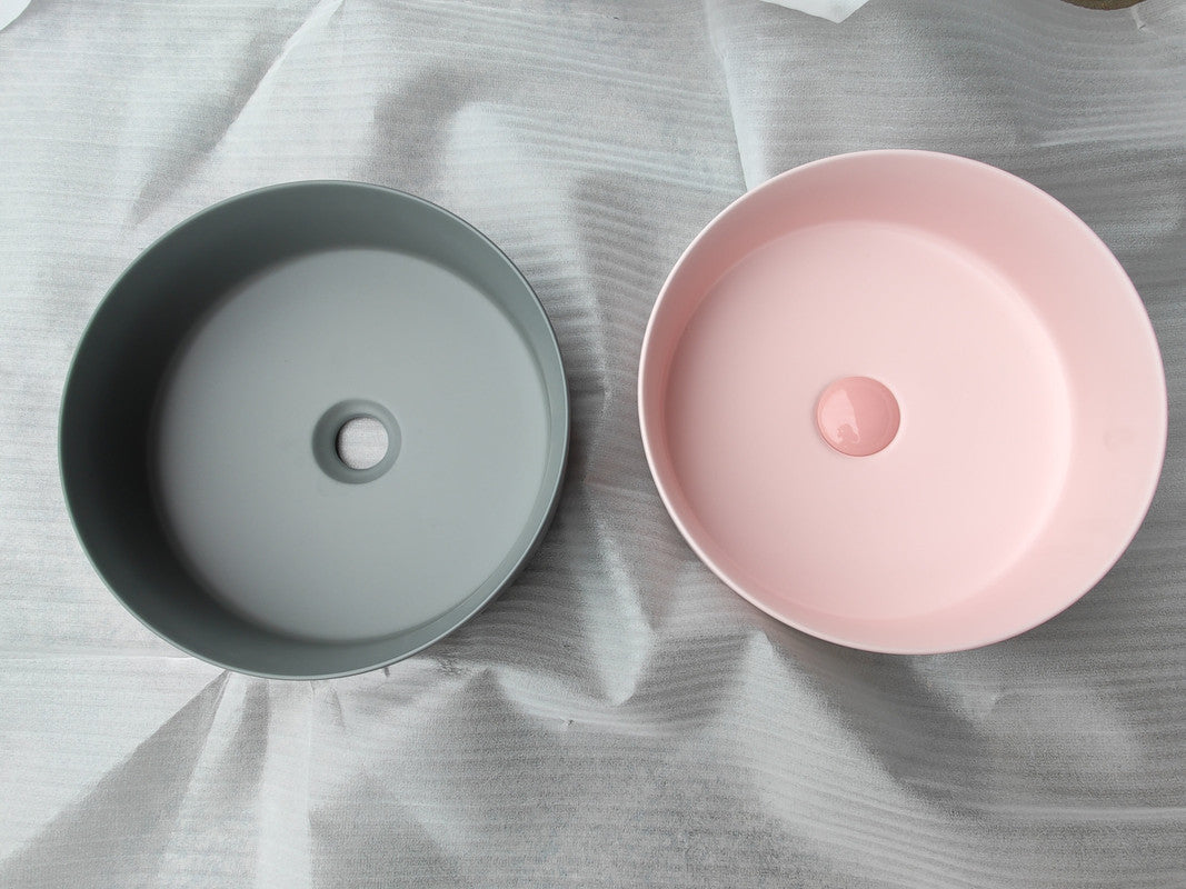 2020 Matte Pink Round 360 mm Dia top counter basin porcelain sink - SILBERSHELL