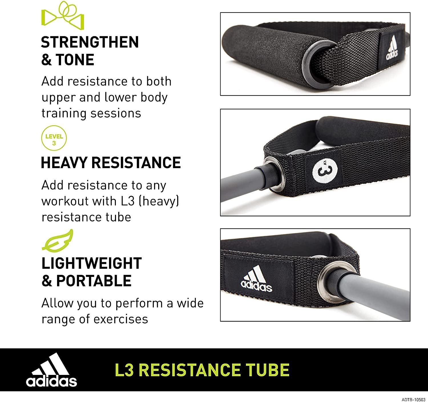 Adidas Resistance Tube Level 3 Elastic Bands Gym Fitness Yoga Workout Strap - SILBERSHELL