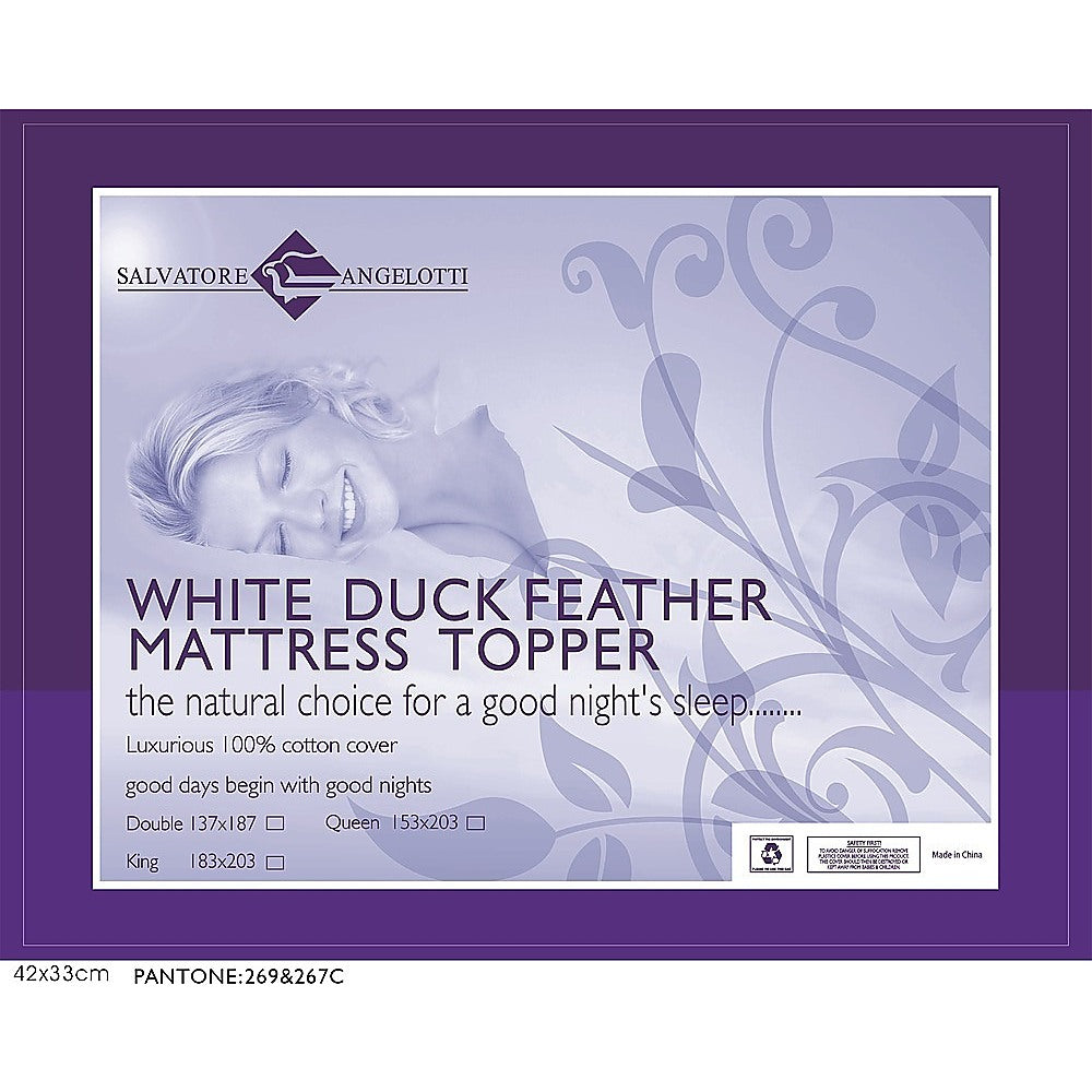 100% White Duck Feather Mattress Topper -KING - SILBERSHELL