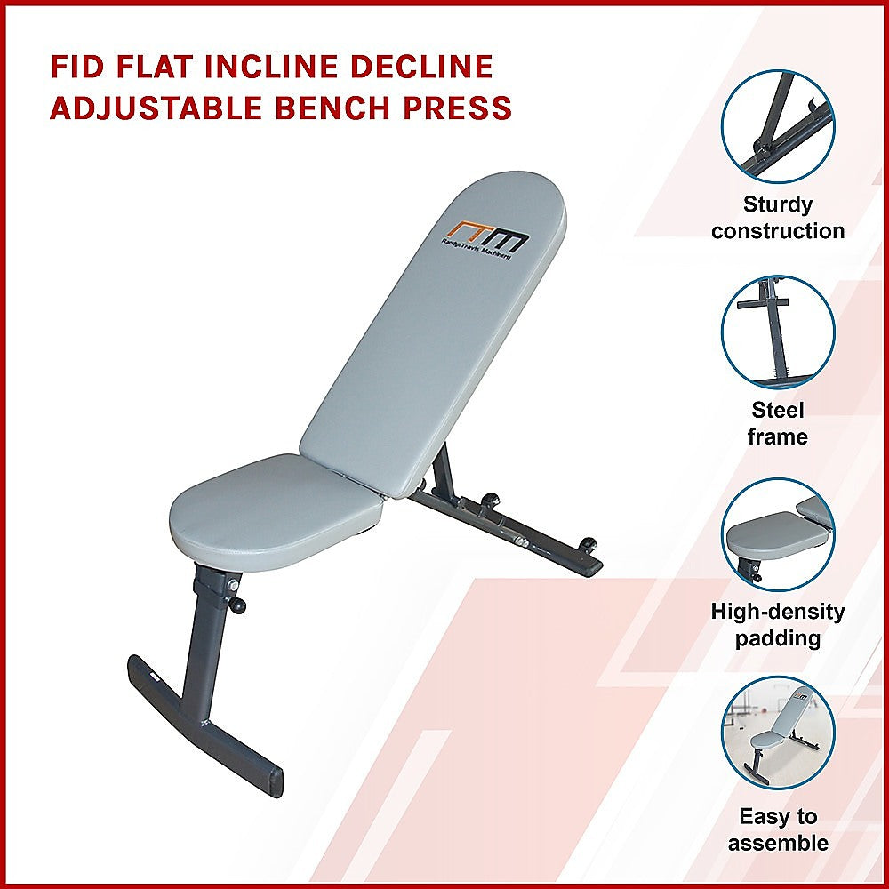 FID Flat Incline Decline Adjustable Bench Press - SILBERSHELL