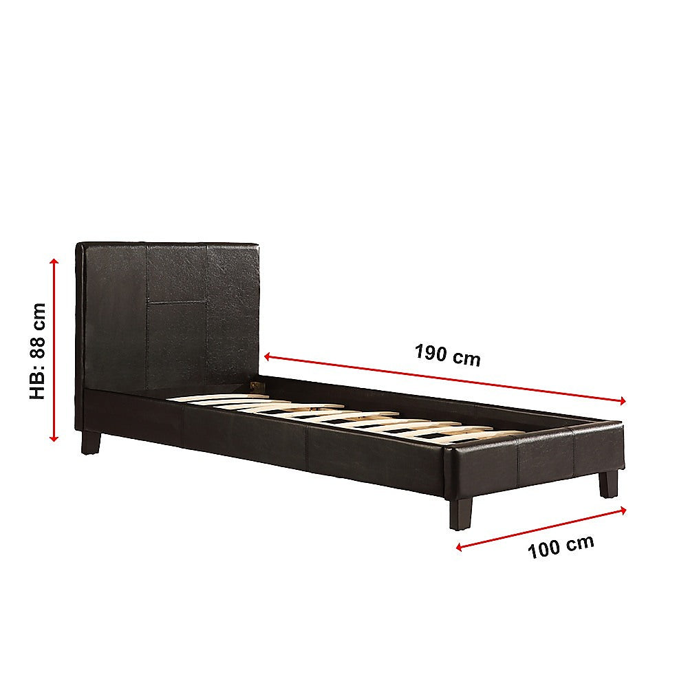 Single PU Leather Bed Frame Black - SILBERSHELL