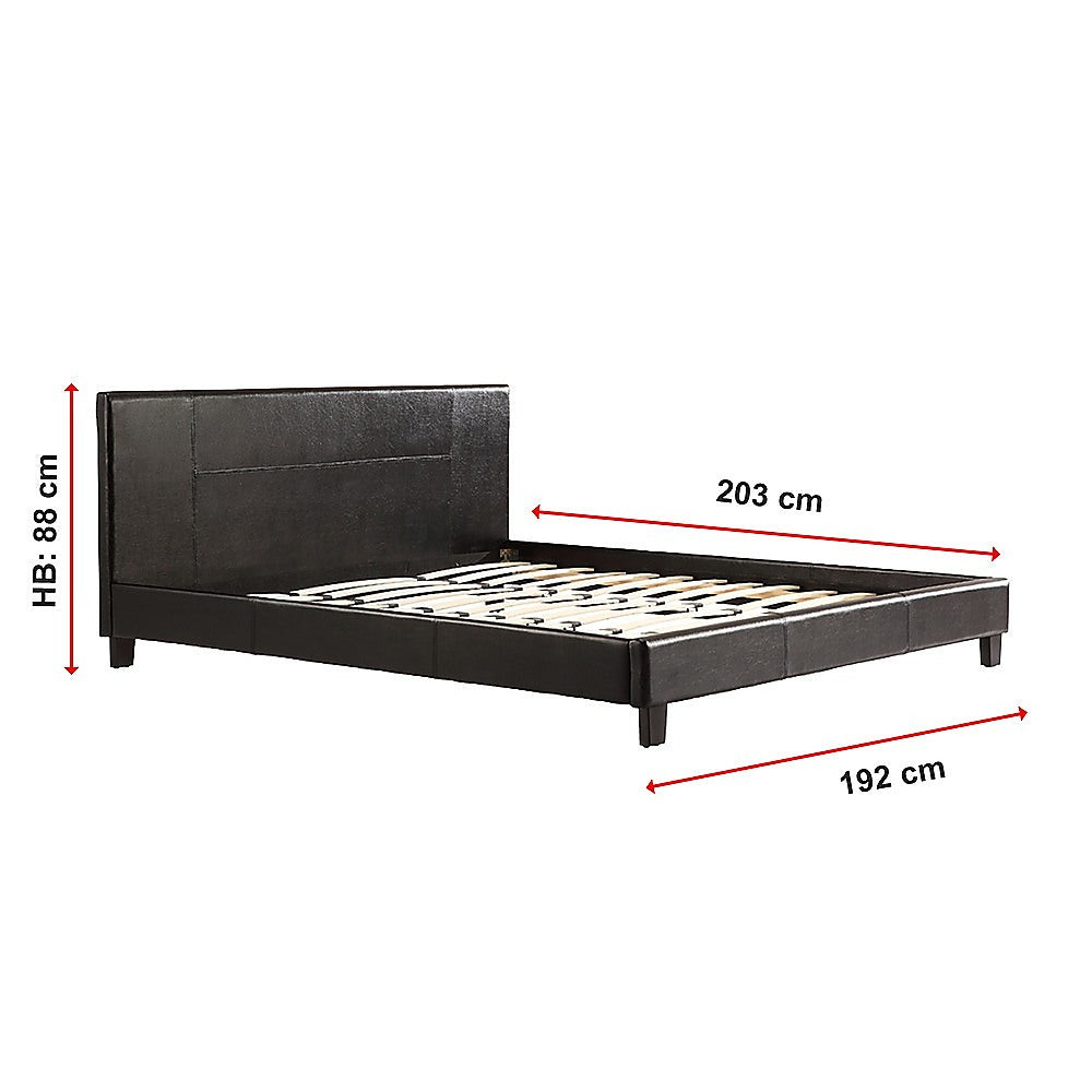 King PU Leather Bed Frame Black - SILBERSHELL