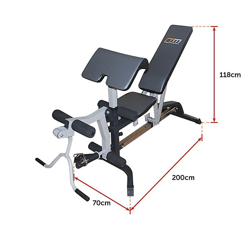 FID Flat Incline Decline Bench Press w/ Leg Extension - SILBERSHELL