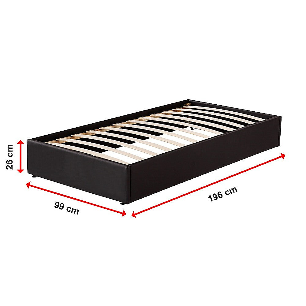 PU Leather Single Bed Ensemble Frame - SILBERSHELL