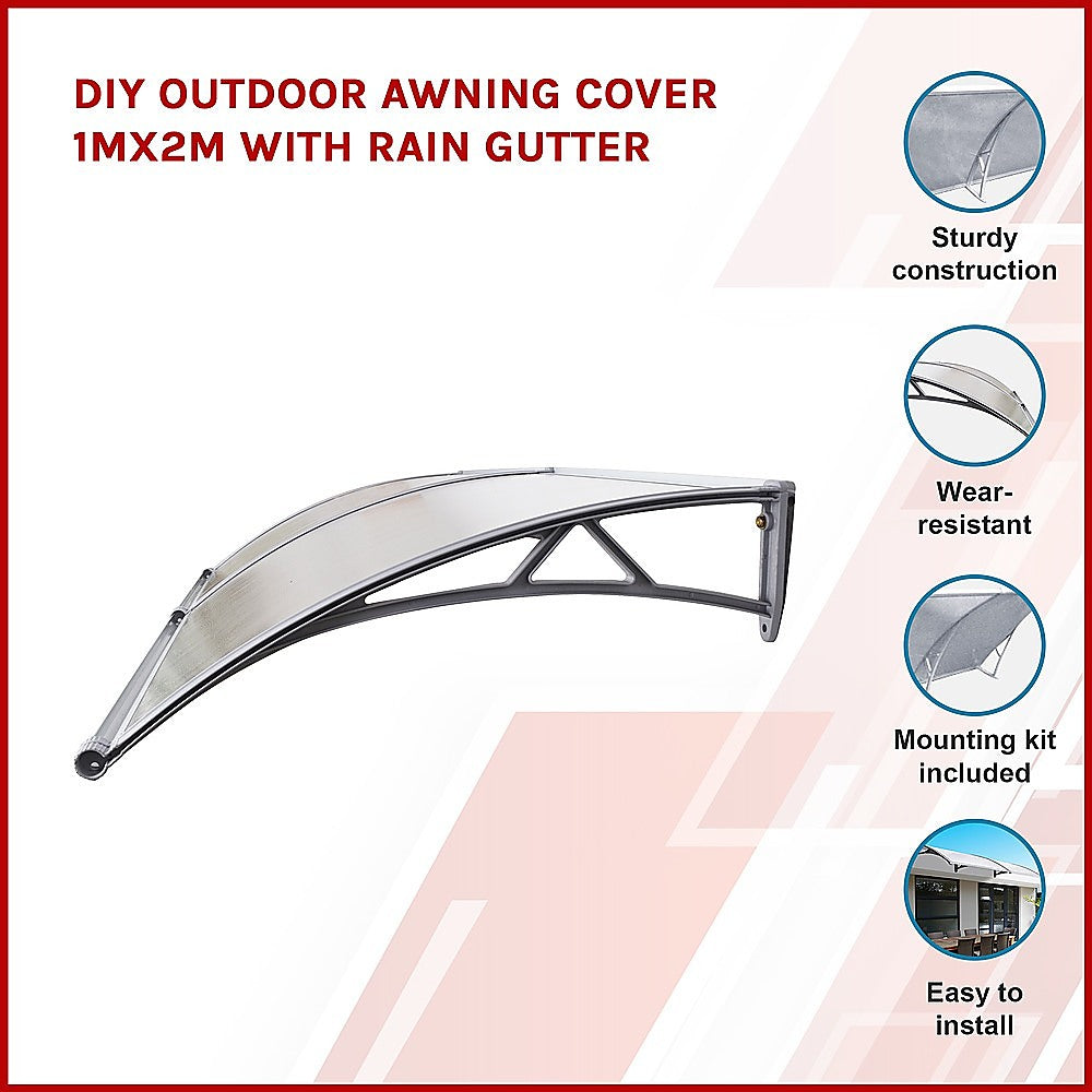 DIY Outdoor Awning Cover 1mx2m with Rain Gutter - SILBERSHELL