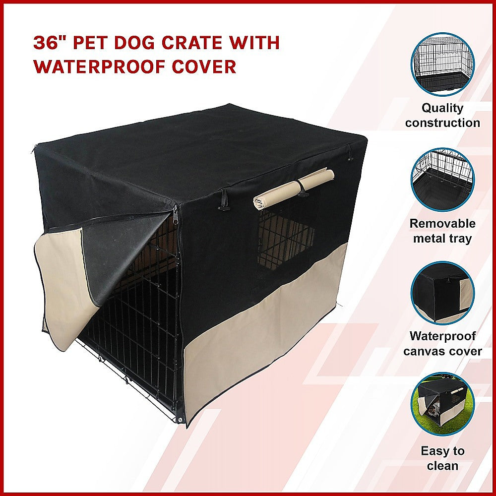 36" Pet Dog Crate with Waterproof Cover - SILBERSHELL