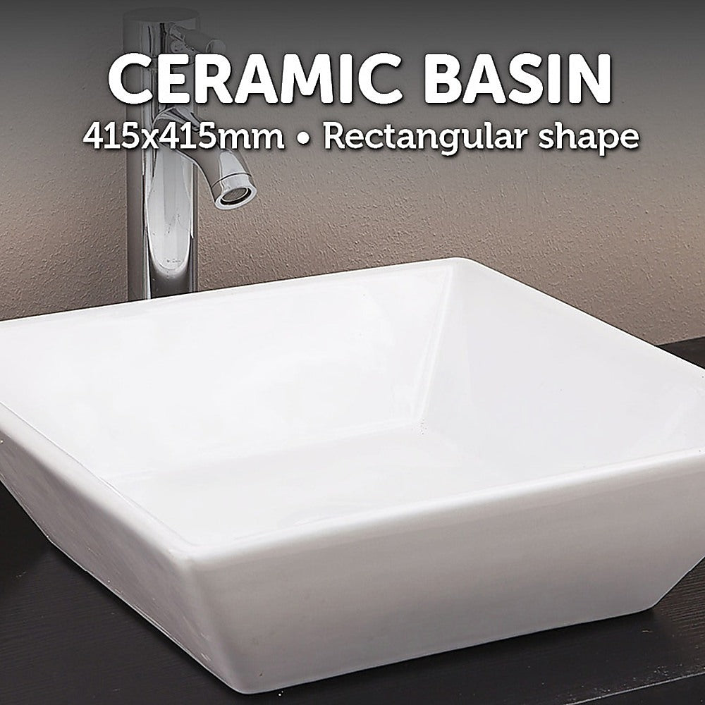 Bathroom Ceramic Rectangular Above Countertop Basin for Vanity - SILBERSHELL