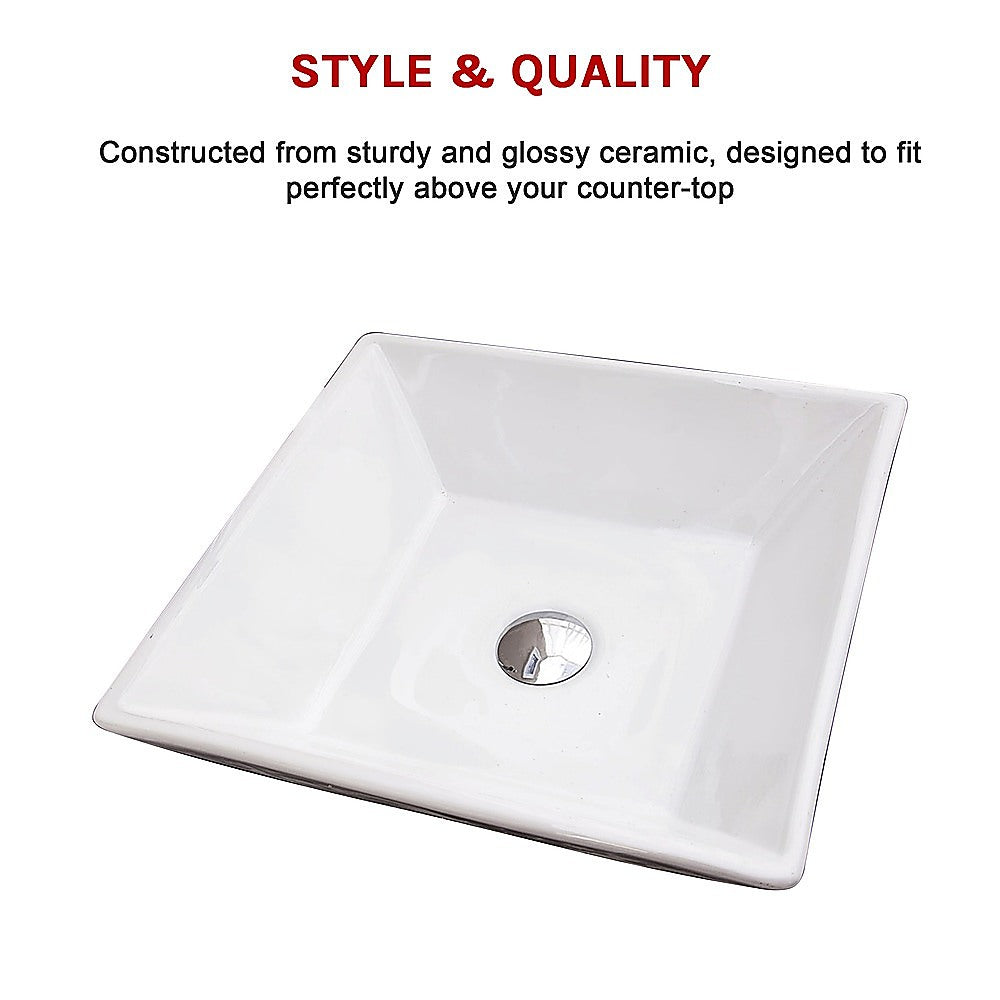 Bathroom Ceramic Rectangular Above Countertop Basin for Vanity - SILBERSHELL