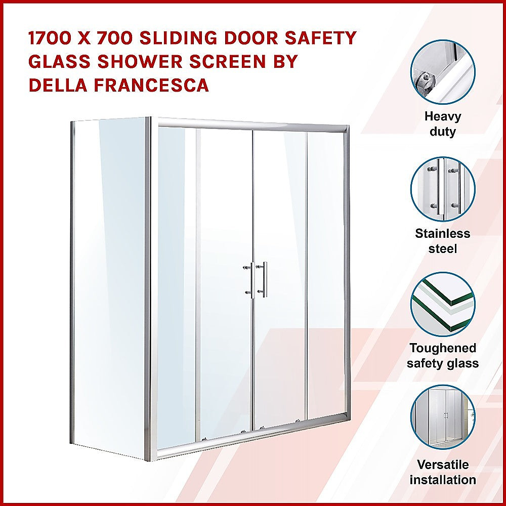 1700 X 700 Sliding Door Safety Glass Shower Screen By Della Francesca - SILBERSHELL