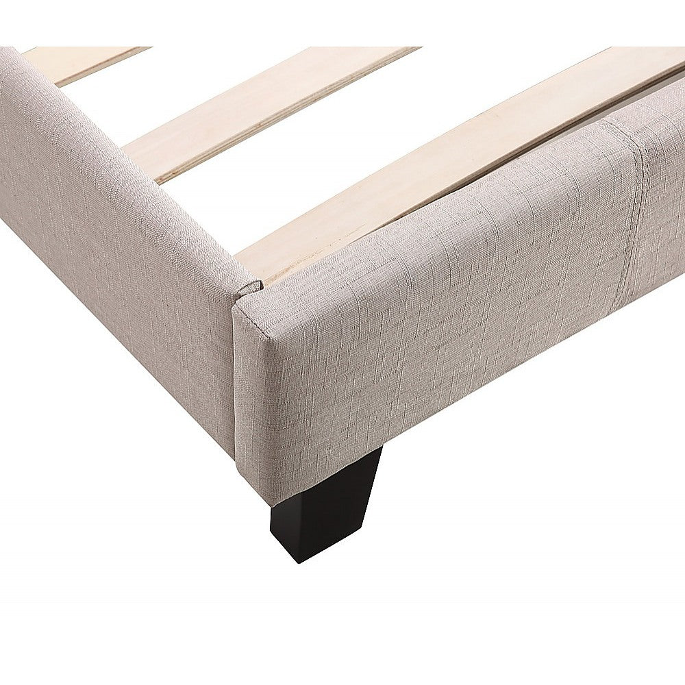 Single Linen Fabric Bed Frame Beige - SILBERSHELL