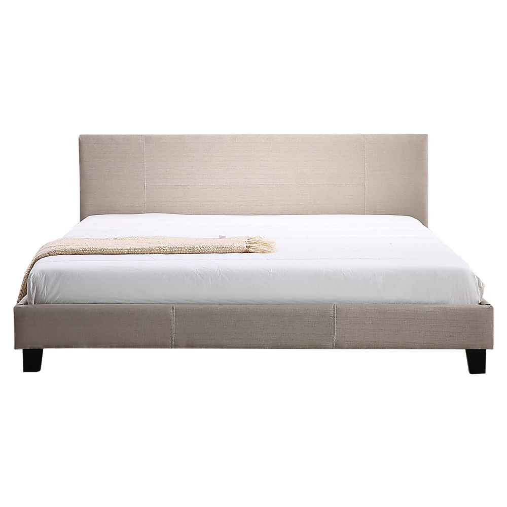 King Linen Fabric Bed Frame Beige - SILBERSHELL
