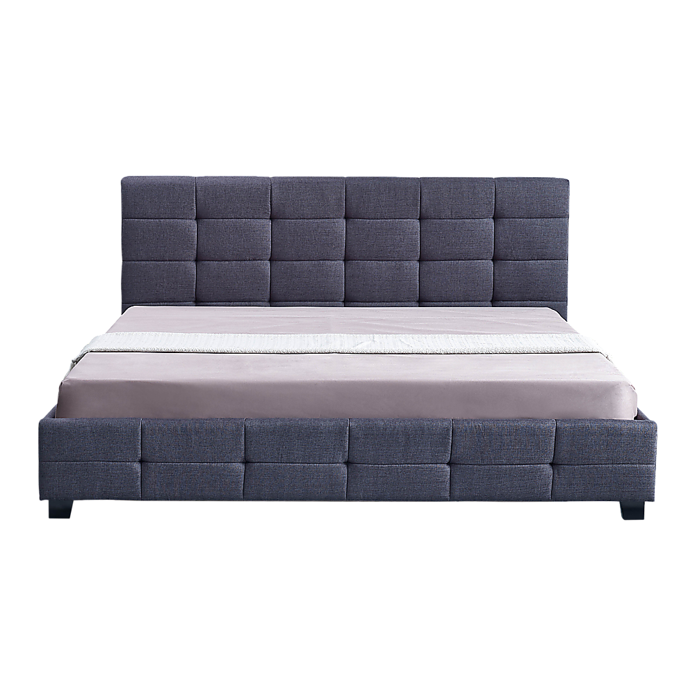 Linen Fabric King Deluxe Bed Frame Grey - SILBERSHELL