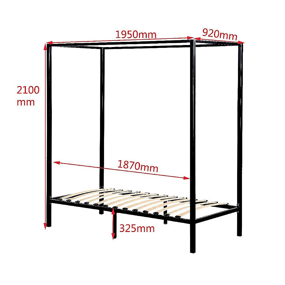 4 Four Poster Single Bed Frame - SILBERSHELL