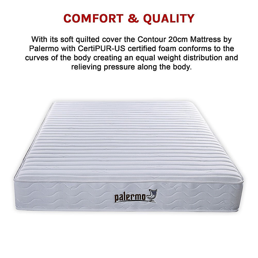 Palermo Contour 20cm Encased Coil King Mattress CertiPUR-US Certified Foam - SILBERSHELL