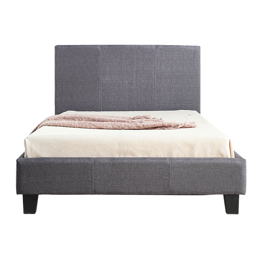 King Single Linen Fabric Bed Frame Grey - SILBERSHELL