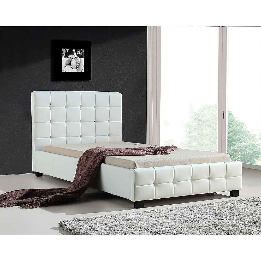 King Single PU Leather Deluxe Bed Frame White - SILBERSHELL