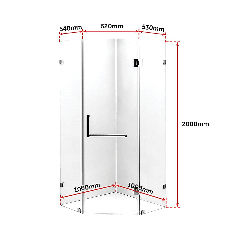 1000 x 1000mm Frameless 10mm Glass Shower Screen By Della Francesca - SILBERSHELL