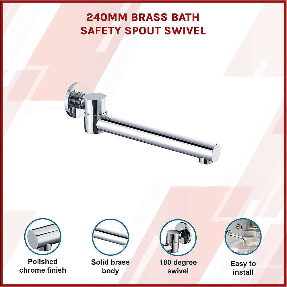 240mm Brass Bath Safety Spout Swivel - SILBERSHELL